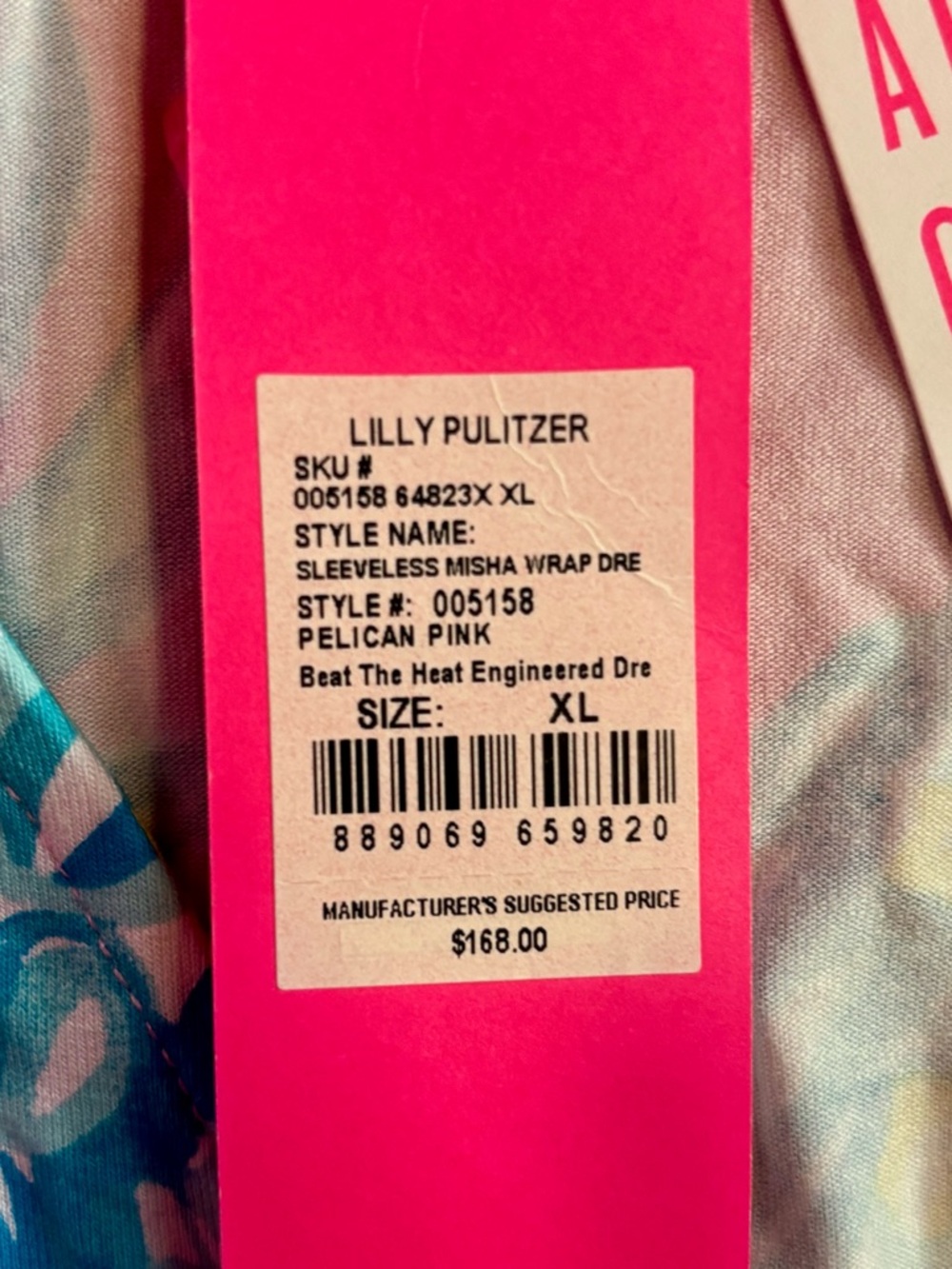 Lilly Pulitzer ladies Misha Wrap Midi Dress in Pelican Pink NWT! Size XL - Picture 10 of 10